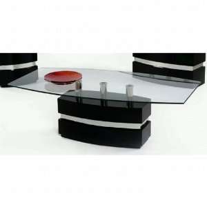  Chintaly Imports Xenia Glass Cocktail Table in Gloss Black 