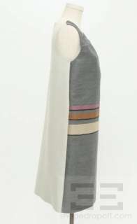 Marni Grey & Beige Sleeveless Multicolor Stripe Dress  