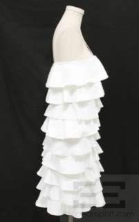 Ralph Lauren Black Label White Cotton & Mesh Tiered Ruffle Dress Size 