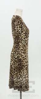 Roberto Cavalli Brown Leopard Print Jersey Wrap Dress  