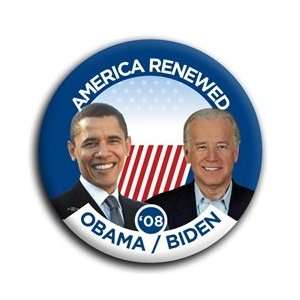  America Renewed Obama and Biden Photo Button   3 