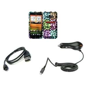 HTC EVO 4G LTE (Sprint) Premium Combo Pack   Neon Leopard Animal Print 