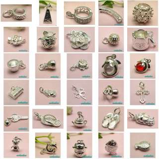 10pcs 925 STERLING SILVER CHARM PENDANTS ASSORTED JEWELRY BEADS FIT 