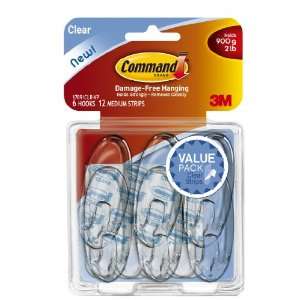  Command 17091CLR VP Medium Clear Hooks with Clear Strips 