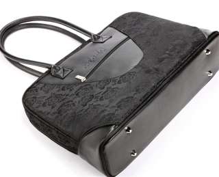 17 Laptop bag case 18 handbag black flowers purse # 18  