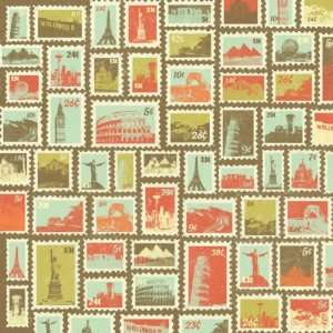  Travel World Stamps 12 x 12 Paper