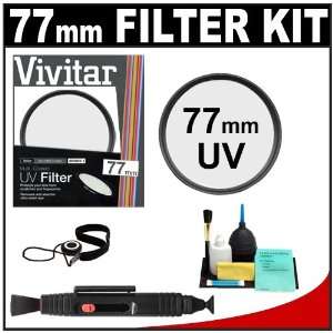 Vivitar 77mm UV Glass Filter + LensPen + CapKeeper + Lens Cleaning Kit 