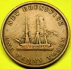1843 Canada NEW BRUNSWICK Large Cent One Penny Token SC