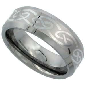  Tungsten Carbide 8 mm Flat Wedding Band Ring Etched Celtic 