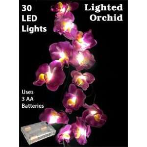  Battery Operated Purple Orchid Garland 5 Foot 30 LEDs 