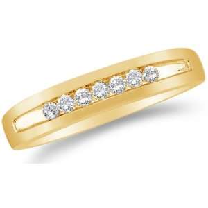 Size 12   14K Yellow Gold Diamond MENS Wedding Band Ring   w/ Channel 