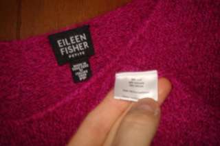 Eileen Fisher $198 Bright Fuschia Silk Mohair Double V 3/4 Sleeve 