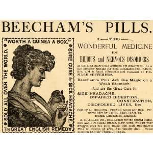  1890 Ad Beecham Pills Medicine Bilious Nervous Allen Co 