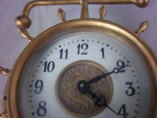 Gilt Ansonia Clock Co. Nautical Themed Clock c1910 Good Working Order 