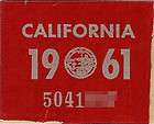 genuine 1961 california yom license plate renewal tag sticker decal