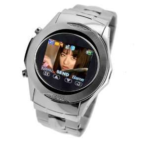  Cell Phone Watch Mobile Quad Band Touch Screen Mp4 Silver 