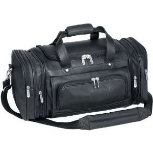  Bellino Expandable Carry on Leather Vacation Duffel  Black 