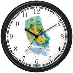  Downhill Alpine Skier Painting Snow Skiing Wall Clock by 