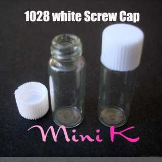 10 1000p Clear Glass Bottle Threaded white Screw Cap Pyrex 1ml 1028