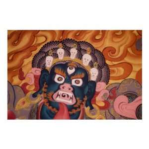  Wrathful Buddhist deity   mural painting from Tibetan 