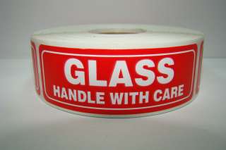 250 1x3 GLASS Handle With Care Shipping Labels Stickers  