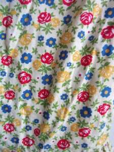 VTG girls child 50s red blue yellow floral cotton day smock dress 3 4 