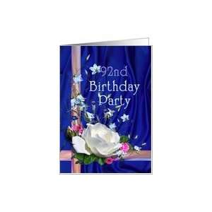  92nd Birthday Party Invitation White Rose Card Toys 