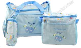 New Blue 4PCS Multi Function Baby Diaper Nappy Bag Tote  