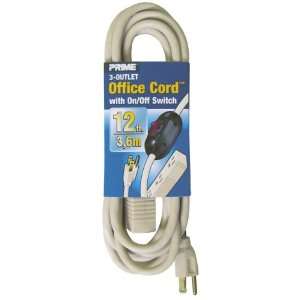 Prime Wire & Cable EC974612K 12 Foot 16/3 SJT 3 Outlet Office Cord 