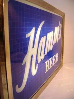 RARE VINTAGE HAMMS BEER 2 SIDED LIGHT UP GLASS SIGN  