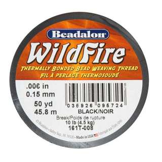 Wildfire Bonded Beading Thread .006 In.  Black   50 Yd  