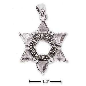   Marcasite And Garnet Star Of David Pendant   JewelryWeb Jewelry