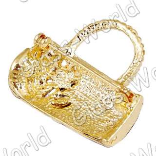 FREE Black Handbag Golden Rhinestone&Enamel 30MM Brooch  