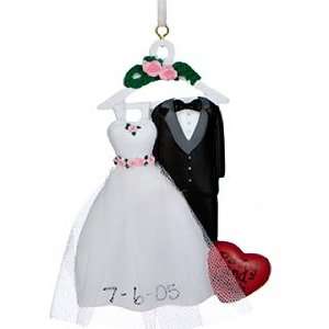  Personalized Wedding Dress & Tuxedo Christmas Ornament 