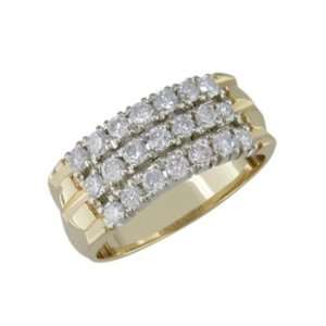 Probity   size 8.75 14K Gold Triple Row Diamond Ring 