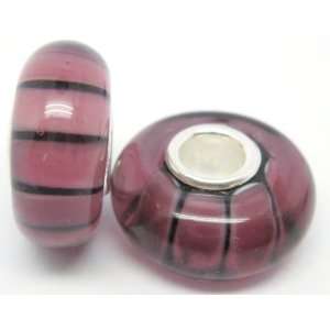  Bleek2sheek Murano Glass Black & Purple Snakeskin Beads 