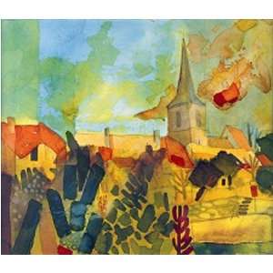 Village II by Karlheinz Gross. Size 23.5 inches width by 19.75 inches 