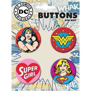  Wonder Woman Super Girl 4 Piece Button Set Toys & Games