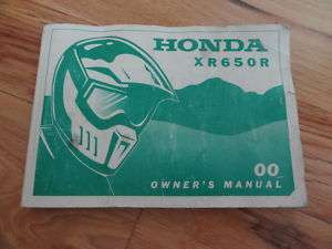 2000 Honda XR650 Owners Manual XR 650 R  