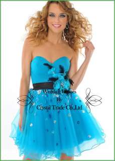Short Mini Blue Prom Evening Ball Gown Wedding Bridemaids Dress Size 4 