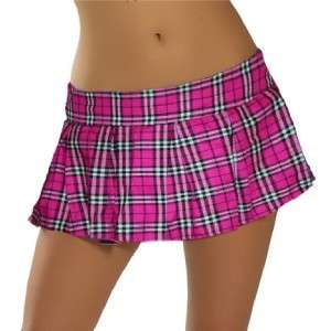 School Girl Plaid Pleated Mini Skirt Pink/Black 10 Long S M L XL 2X 