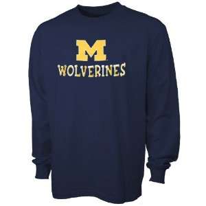  Michigan Wolverines Navy Blue Youth Logo Long Sleeve T 