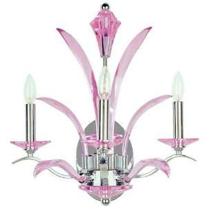  Plume 3 Light Wall Sconce in Pink Crystal