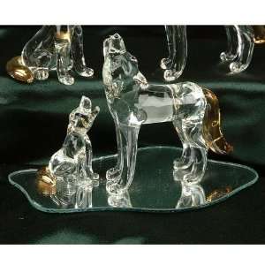 Wolf Dog W/ Cub Crystal Glass Figurine Designer Model Decor Collection