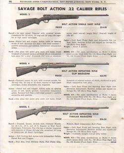 1951 SAVAGE MODEL 3 4 & 5 .22 RIFLES PRINT AD  