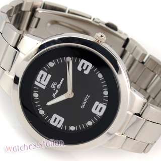 High Quality Black Dials Mens Quartz Stainless Steel Wrist Watch NEW 