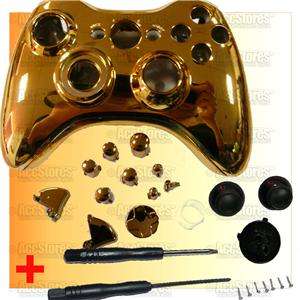 xbox 360 controller shell case button chrome gold painting