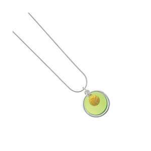 Mini Water Polo Ball Lime Green Pearl Acrylic Pendant Snake Chain 