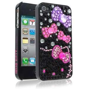  IPhone 4 4S Hello Kitty Face with Bows Bling Diamond Black 