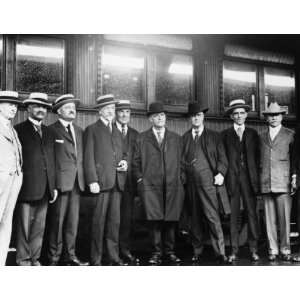  President Warren Harding, standing with nine other men, during tour 